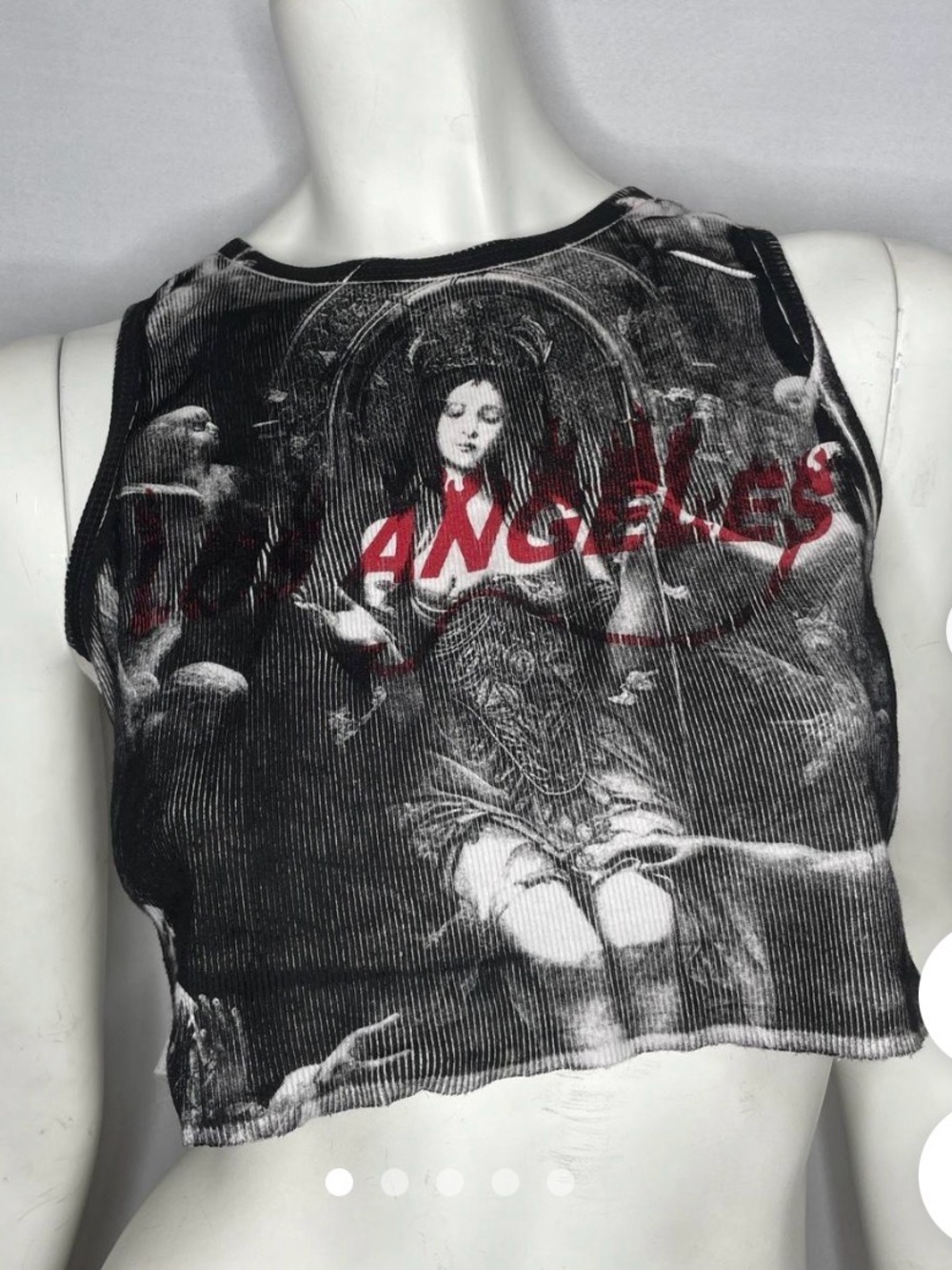 Handcrafted Los Angeles Feminine Rage Graphic Ribbed Crop Tank